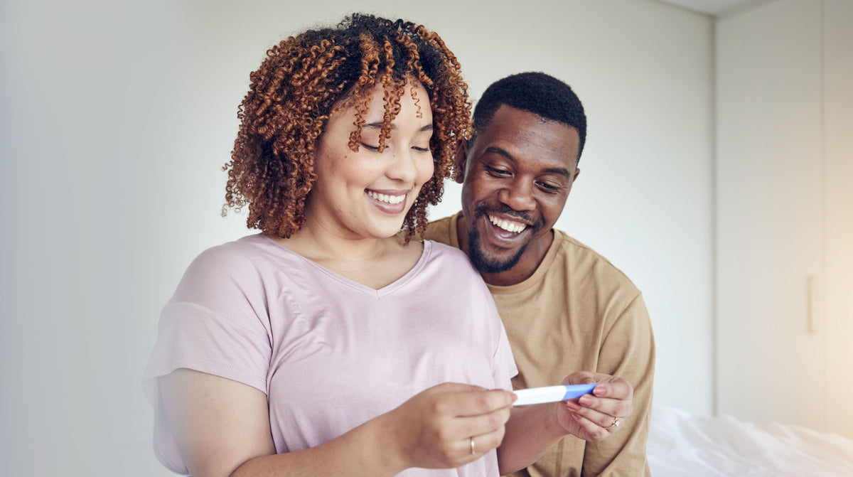 Couple with pregnancy test
