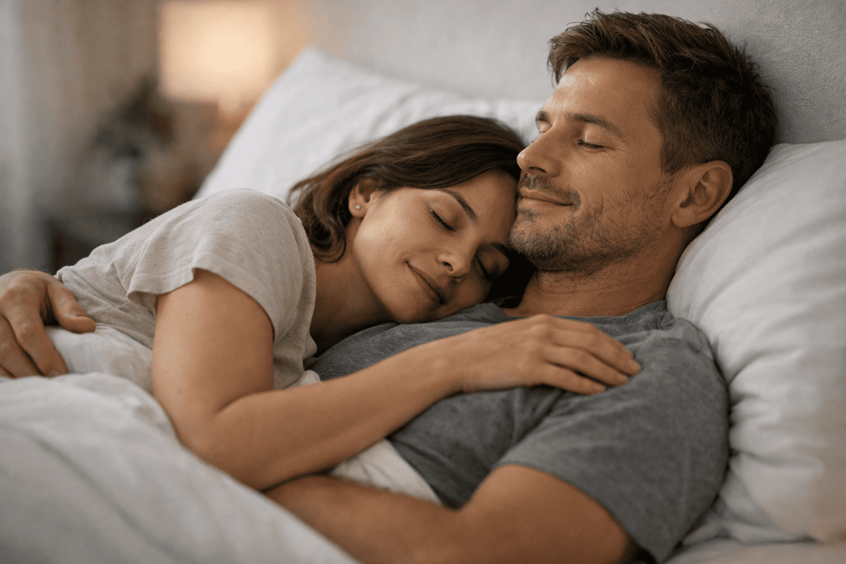couple emotionally connected in bed without sexual desire